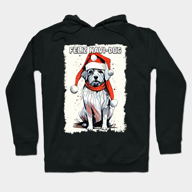 Funny Christmas Quote Cute Santa Claus Dog Illustration for Pet Lovers and Owners Hoodie by Naumovski